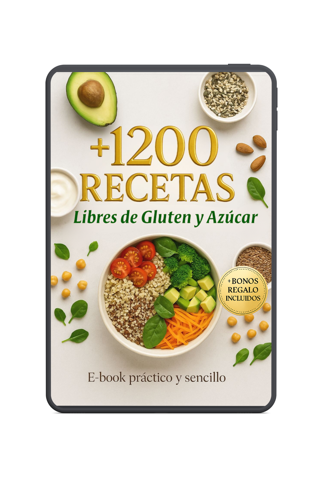 Placer Saludable +1200 Recetas LIBRES de Gluten y azúcar + 17 REGALOS