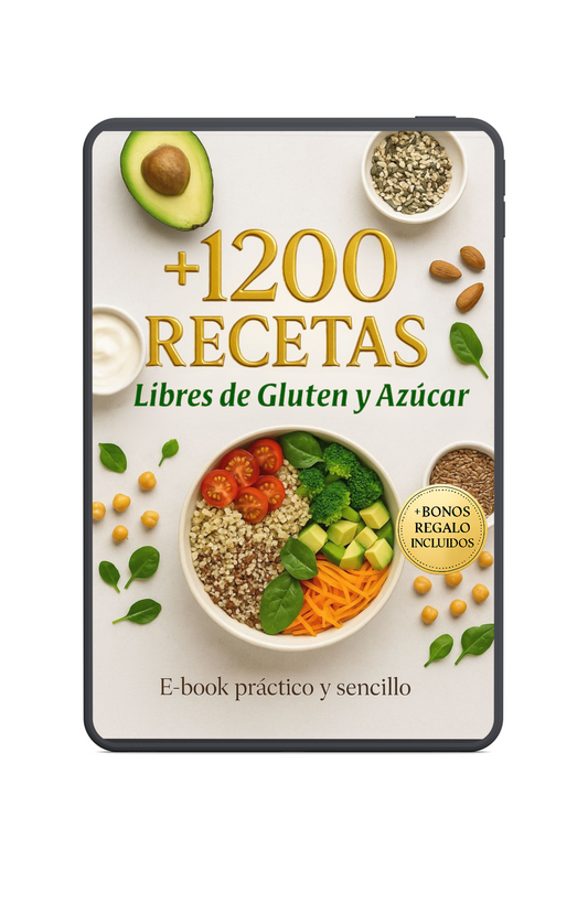 Placer Saludable +1200 Recetas LIBRES de Gluten y azúcar + 17 REGALOS
