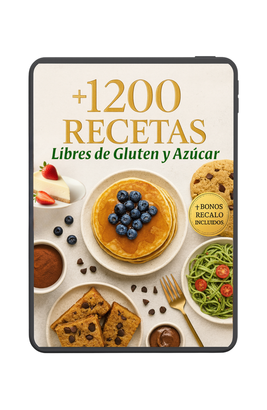 Placer Saludable +1200 Recetas LIBRES de Gluten y azúcar + 17 REGALOS